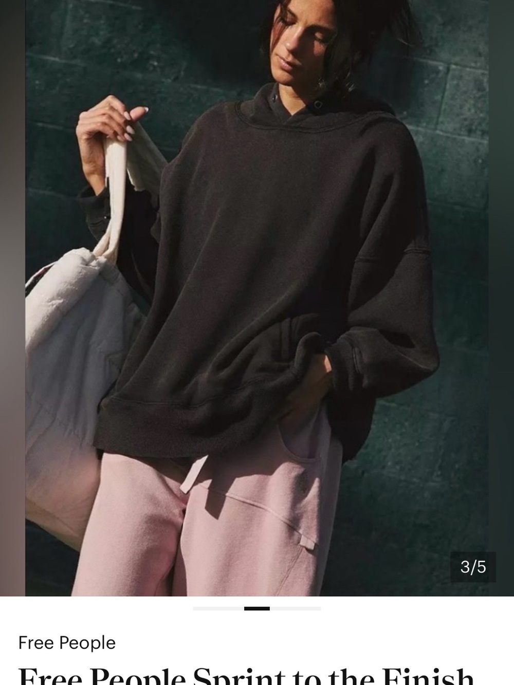 Free People Sprint to the finish Oversized Black & Lavender Logo Hoodie